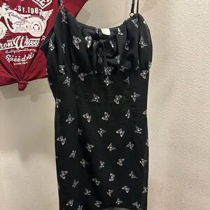 Black Dress with White Butterfly Print